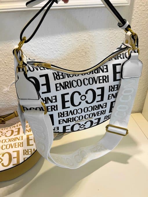 Eine weiße Tasche von Enrico Tasche mit dem Wort „eccocover“. Produktname: Enrico Tasche