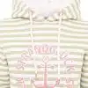 Hol dir das Strandglück direkt auf deine Haut! Der Hoodie „Streifen Strandglück“ bringt mit seinen lässigen beige-weißen Streifen und den weißen Kordeln mit pinken Enden echtes Sommer-Feeling in deinen Look. Das Highlight? Der hochwertig gestickte, rosa Anker im Kreis aus „STRANDGLÜCK“. Perfekt, um den Vibe vom Meer immer dabei zu haben – egal, wo du gerade bist!.