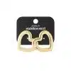 Entdecke dein Must-have Herz-Ohrstecker aus goldfarbenem Edelstahl - modern präsentiert auf edler schwarzer Schmuckkarte.