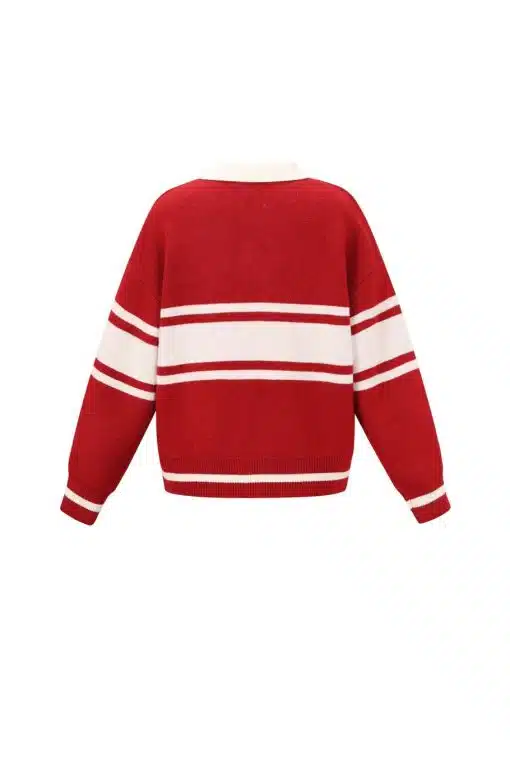 Entdecke deinen modernen Look mit dem "LOS ANGELES" College Pulli: Rotes It-Piece mit weißen Streifen, inspiriert vom LA-Style!.