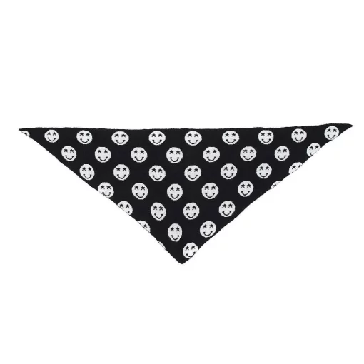 Erlebe den Allover happy Dreieckschal - dein stylisches, schwarzes Tuch mit modernen weißen Smileys für deinen coolen Look!.
