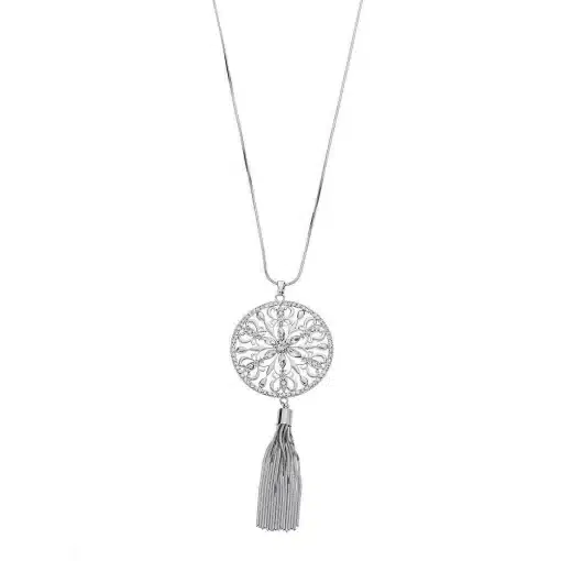 Erlebe deinen Look neu mit dieser modernen Silberkette: Elegantes, rundes Filigran-Design und stylischer Quasten-Anhänger.