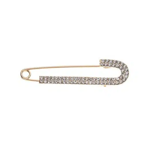 Verleihe deinem Look Glamour: Die Shine & Chic Ponchonadel aus Gold mit funkelnden Kristallen macht dich zum Hingucker!.