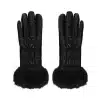 Entdecke deine Space Hands Handschuhe: Schwarze Winter-Handschuhe mit glänzendem Stoff und flauschigen Kunstfell-Bündchen für deinen futuristischen Look.