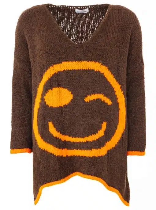 Entdecke dein neues Must-have: Der Oversize Wollmix-Pullover "Smile" - weich, stylisch und mit coolen gelben Details!.