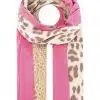 Entdecke deinen Look mit dem Zwillingsherz Schal "Leo Traum" - pinke Streifen treffen auf stylischen Leo-Print!.