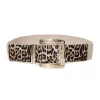 Mit diesem breiten, beigefarbenen Gürtel mit Leoparden-Front und glamouröser Goldschnalle setzt du ein echtes Fashion-Statement.