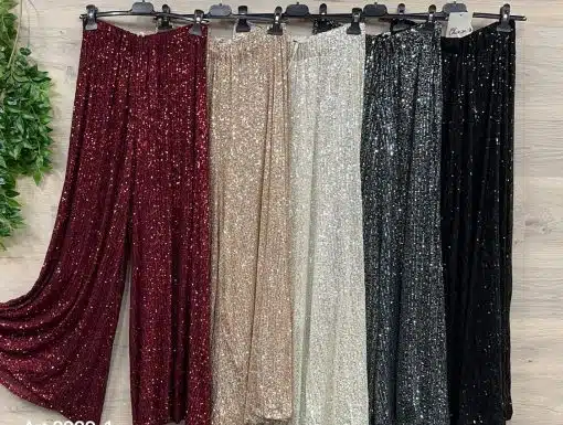 Entdecke deinen Style: Midnight Sparkle Hosen in Rot, Gold, Silber, Grau und Schwarz warten auf dich - Komfort trifft Glamour!.