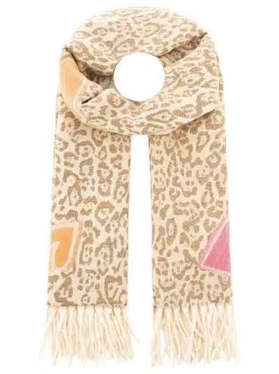 Du setzt mit dem Winterschal "Herz & Patches" von Zwillingsherz auf angesagtes Leopard-Design und knallige Farbakzente.