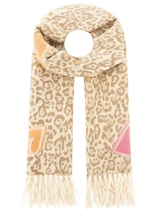 Du setzt mit dem Winterschal "Herz & Patches" von Zwillingsherz auf angesagtes Leopard-Design und knallige Farbakzente.
