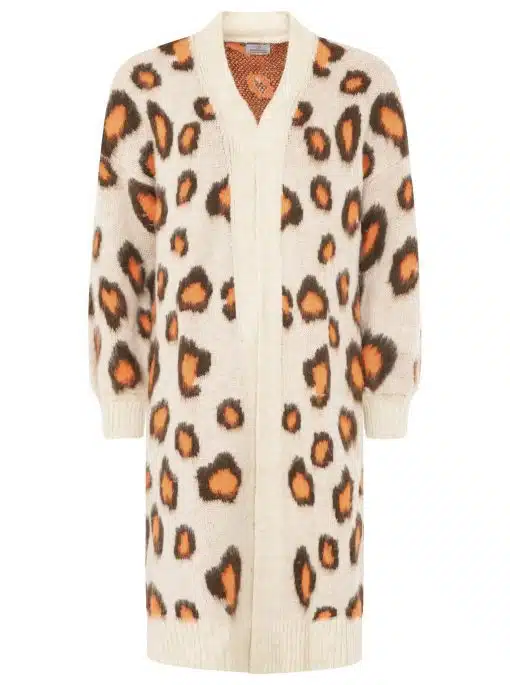 Entdecke deinen neuen Look - der Zwillingsherz Kuschel-Cardigan "Soft Leo" in Creme mit trendigem Leo-Print wartet auf dich!.
