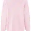 Entdecke deinen neuen Lieblings-Look: Ein hellrosa Strickpullover mit langen Ärmeln, stylisch von hinten präsentiert.