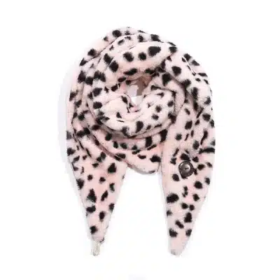 Mit dem "Soft Rebel" Kunstfell Schal in Pink mit schwarzen Spots setzt du ein modernes Statement - stylisch, auffällig und einzigartig.