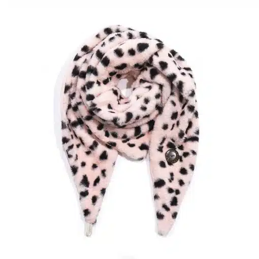 Mit dem "Soft Rebel" Kunstfell Schal in Pink mit schwarzen Spots setzt du ein modernes Statement - stylisch, auffällig und einzigartig.