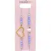 Entdecke dein neues Must-have: Zwei blaue Perlenarmbänder auf pinker Karte - mit goldenem Herz- und weißem Akzent.