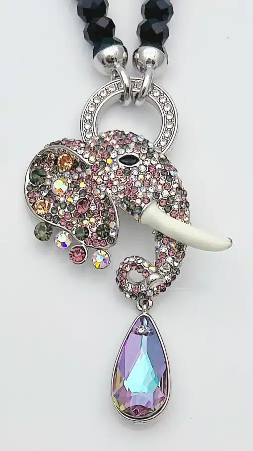 Erlebe den modernen eleganten Elefant Wechsel Anhänger mit bunten Strasssteinen und funkelndem Kristalltropfen - dein Eyecatcher!.