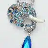 Erlebe den Blue Diamond Wechsel Anhänger: Dein funkelnder Elefant bezaubert mit blauen, goldenen Kristallen und besonderem Edelstein.