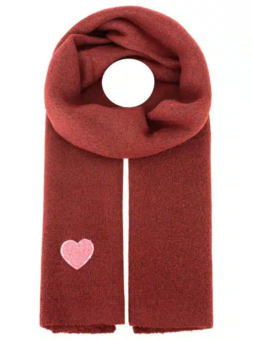 Setz ein Fashion-Statement mit diesem roten Schal, verziert mit stylischem pinkem Herz-Patch - perfekt für deinen Look!.