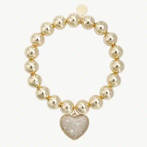 Entdecke dein neues Must-have: Ein goldfarbenes Armband mit funkelndem Herzanhänger - edel, modern & ein echter Blickfang!.