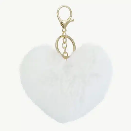 Verleihe deinem Stil ein Upgrade: Der weiße Plüsch-Liebes-Schlüsselanhänger mit Goldkette ist dein neues Must-have!.