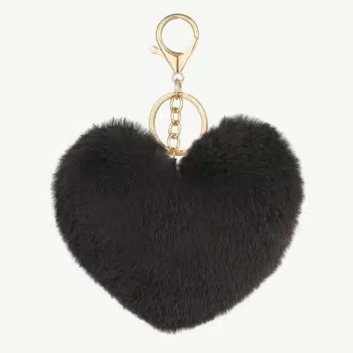 Verleihe deinem Style das gewisse Etwas - mit diesem flauschigen, schwarzen Herz-Anhänger und edlem Goldverschluss!.
