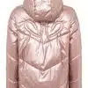 Sei der Hingucker: In dieser glänzenden pinken Pufferjacke mit Kapuze und angesagten Herz-Stitchings auf dem Rücken.