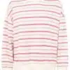 Bring Farbe in deinen Alltag: Dieses cremige Sweatshirt mit stylischen pinken Streifen macht jedes Outfit zum Hingucker!.