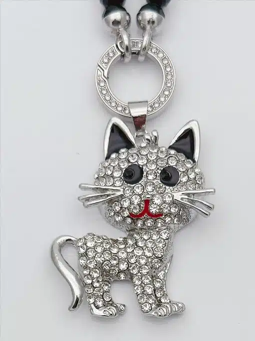 Hol dir den funkelnden Libelle Wechselanhänger: Deine stylische Katzenform mit Glitzersteinen, schwarzen Augen und roter Nase!.