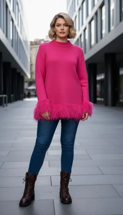 Entdecke deinen Style: Trage den knallpinken Pure Ease Pullover und gehe selbstbewusst durch die moderne City!.