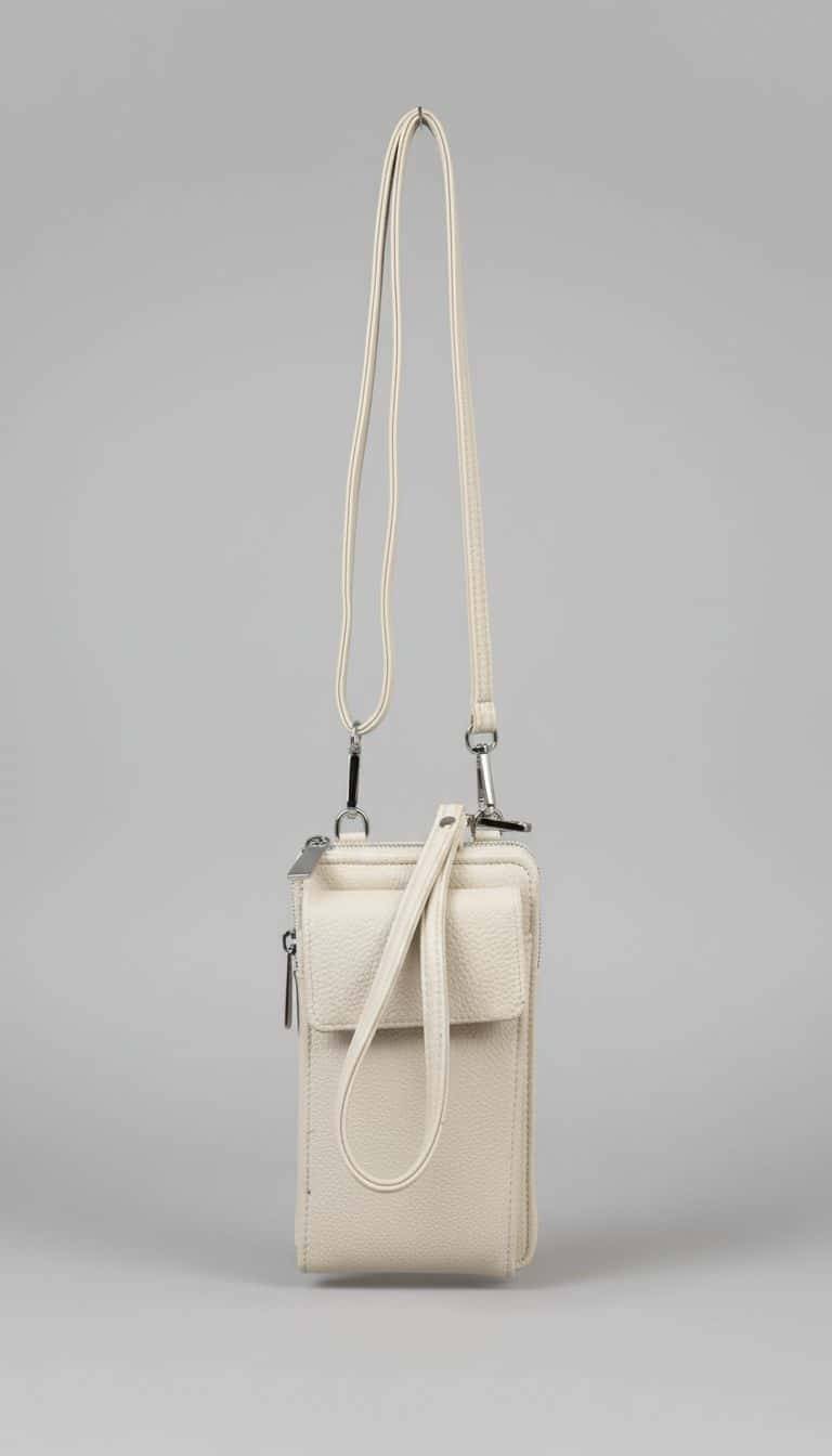POCKET Handytasche: Elegante, weiße Handytasche mit Umhängeband. Perfekt für unterwegs, stilvoll und praktisch.