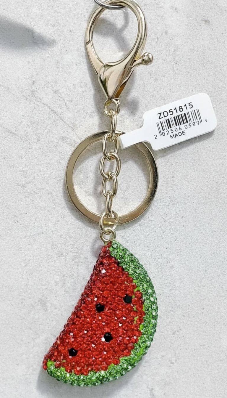 Funkelnde Melone Schlüsselanhänger: Süßer Taschenanhänger in Melonendesign, ideal als Accessoire.
