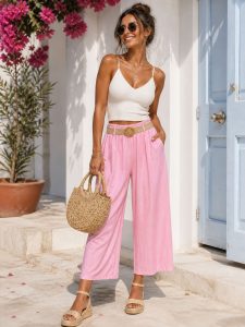 cropped hose mit gürtel