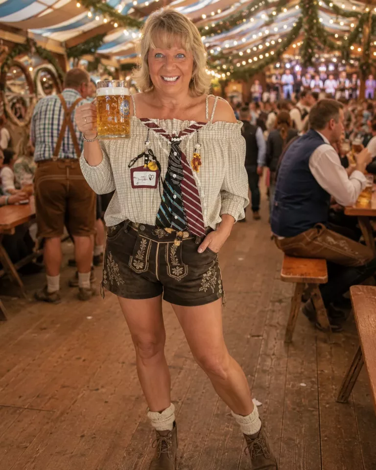 Frau mit Bierkrug im Festzelt