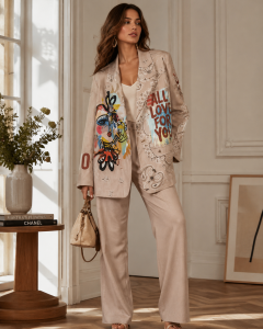 Künstlerischer Blazer mit Aufdruck