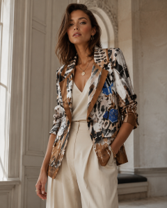 Home - Modeshop Modische Frau in Blazer und Hose