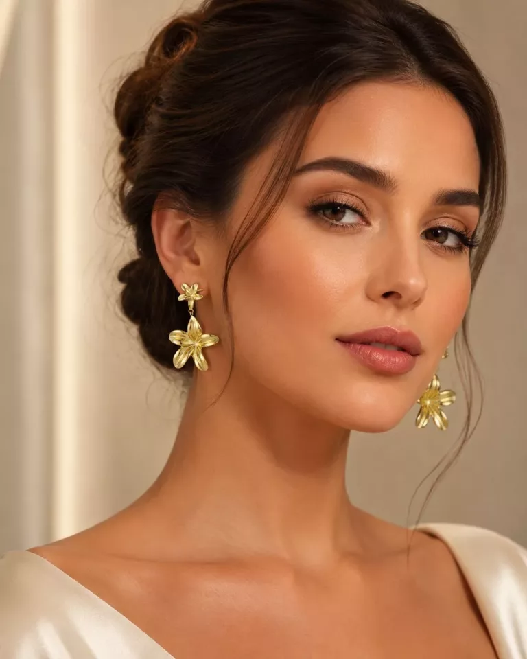 Goldene Blumen Ohrringe Modell