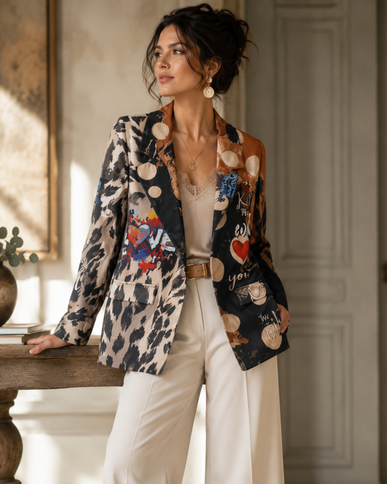Damenblazer mit buntem Print