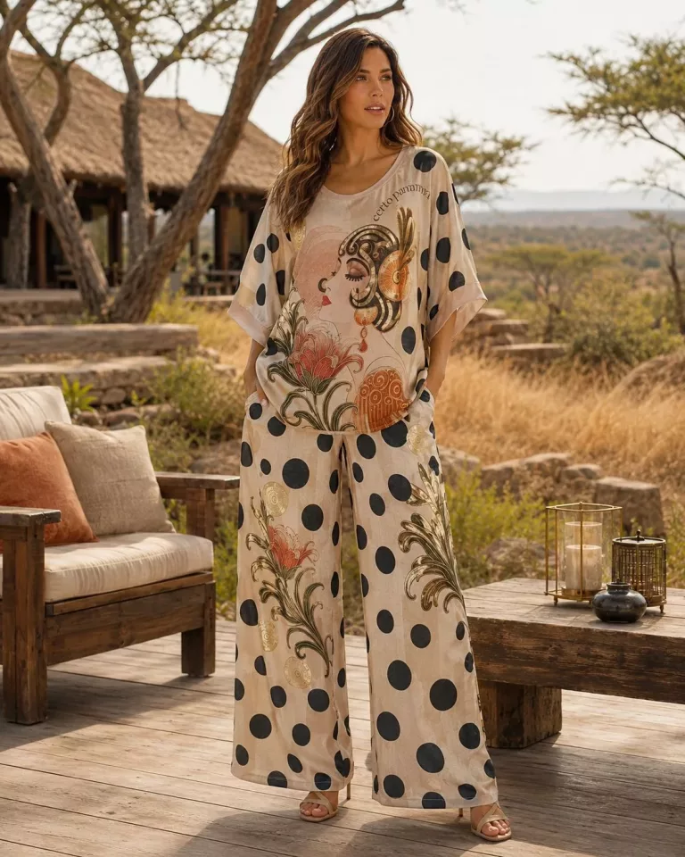 Damen Lounge-Outfit mit Punkten
