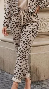 Leopardenmuster Hose mit Schnürung