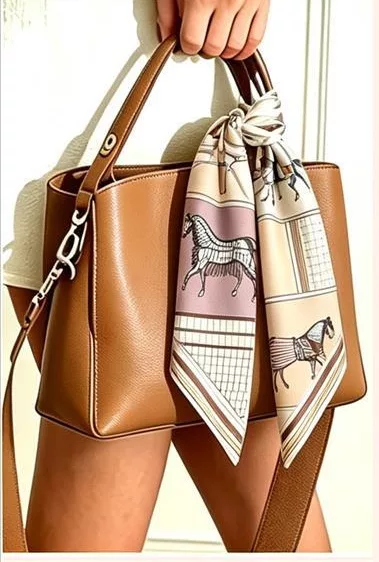 Braune Ledertasche mit Halstuch