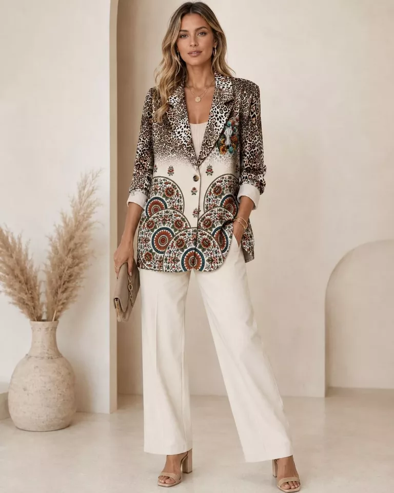 Gefleckter Blazer mit Blumenmuster
