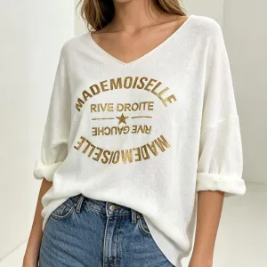 Weißer Pullover mit Aufdruck