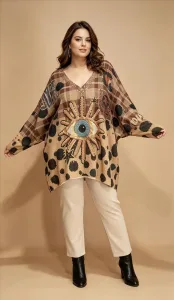 Augenmuster Poncho mit Sternen