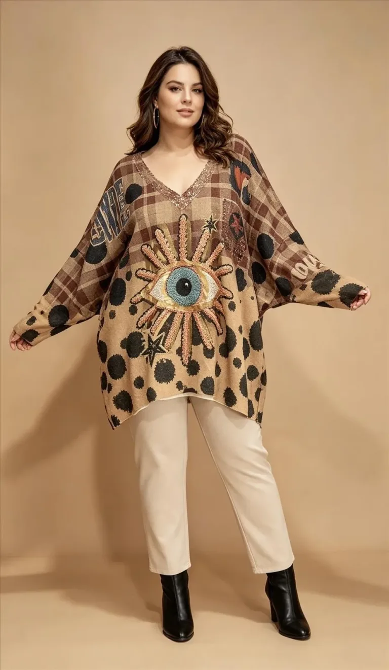 Augenmuster Poncho mit Sternen