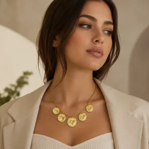 Home - Modeshop Gold coin necklace on model