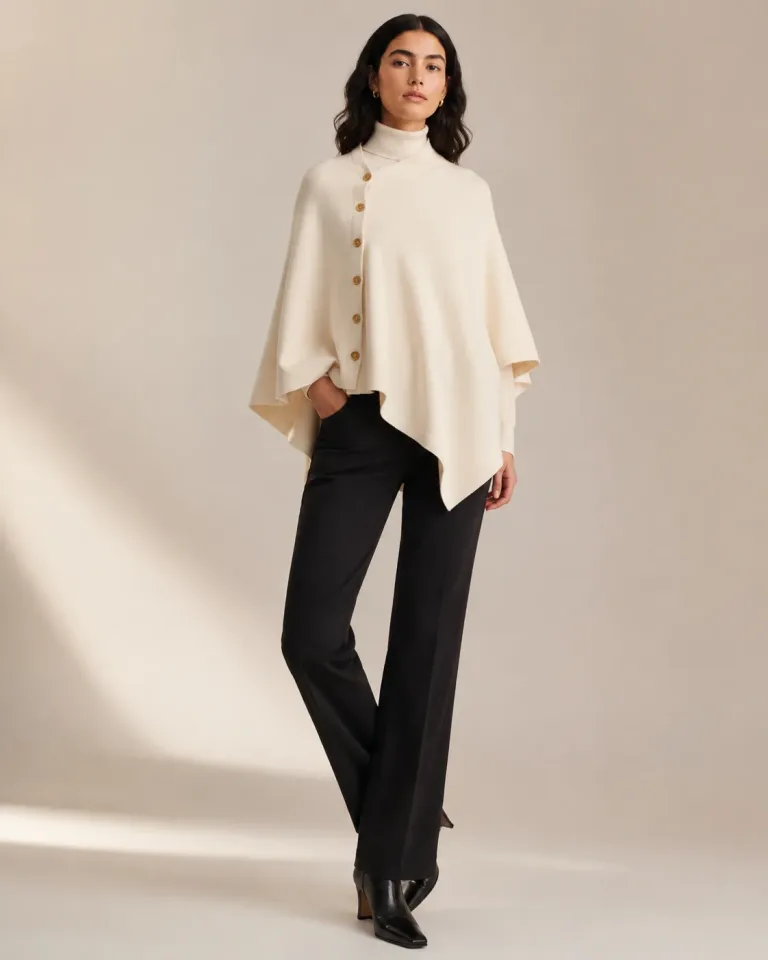 Damen Poncho mit Kragen