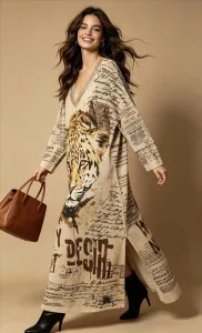 Mode: Braun und Leopard-Kleid