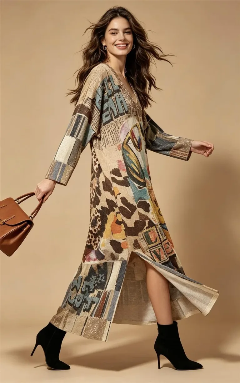 Maxikleid mit Patchwork-Design