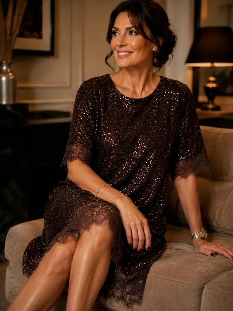 Elegant braunes Paillettenkleid