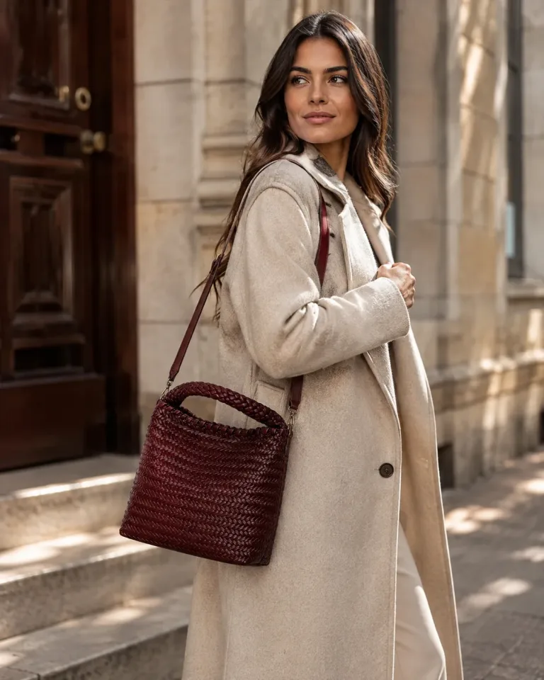 Geflochtene Handtasche mit Mantel